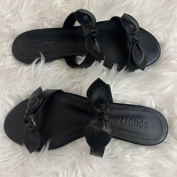 SCHUTZ Alia Nappa Leather Sandals in Black - 6 - Picture 1 of 8